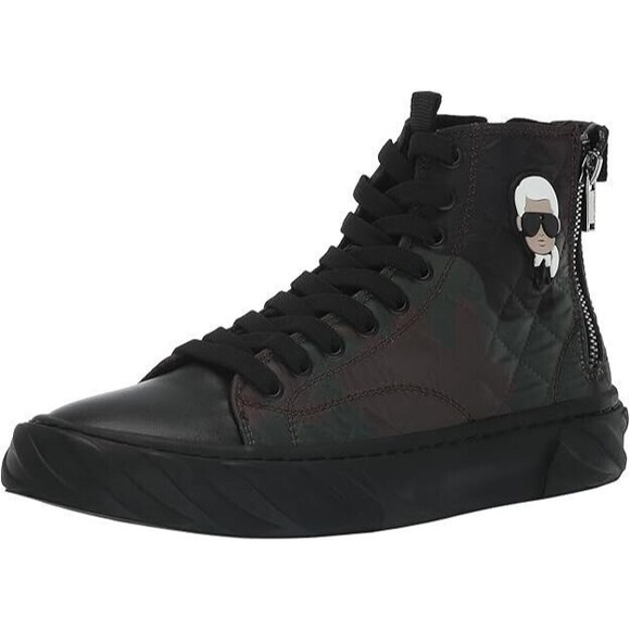 NWOB Karl Lagerfeld Paris Men\'s SHOES 10.5 Double Back Zip Quilted Camo Hi Top main image 8